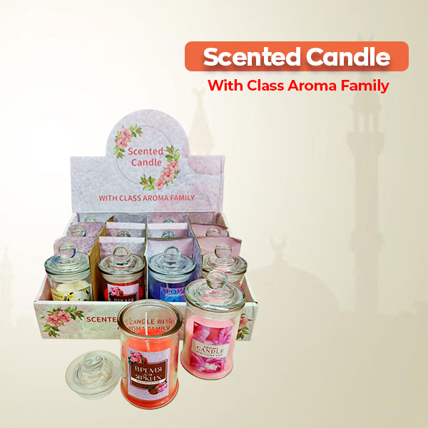 Premium Glass Jar Mix Fragrance Arom Candle (12 Piece Box)